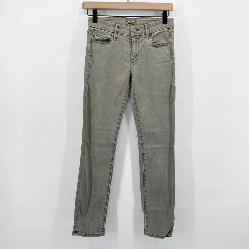 Mother The Looker Crop Jeans SZ 26 Fantasy Forest Olive Green Skinny Low Rise